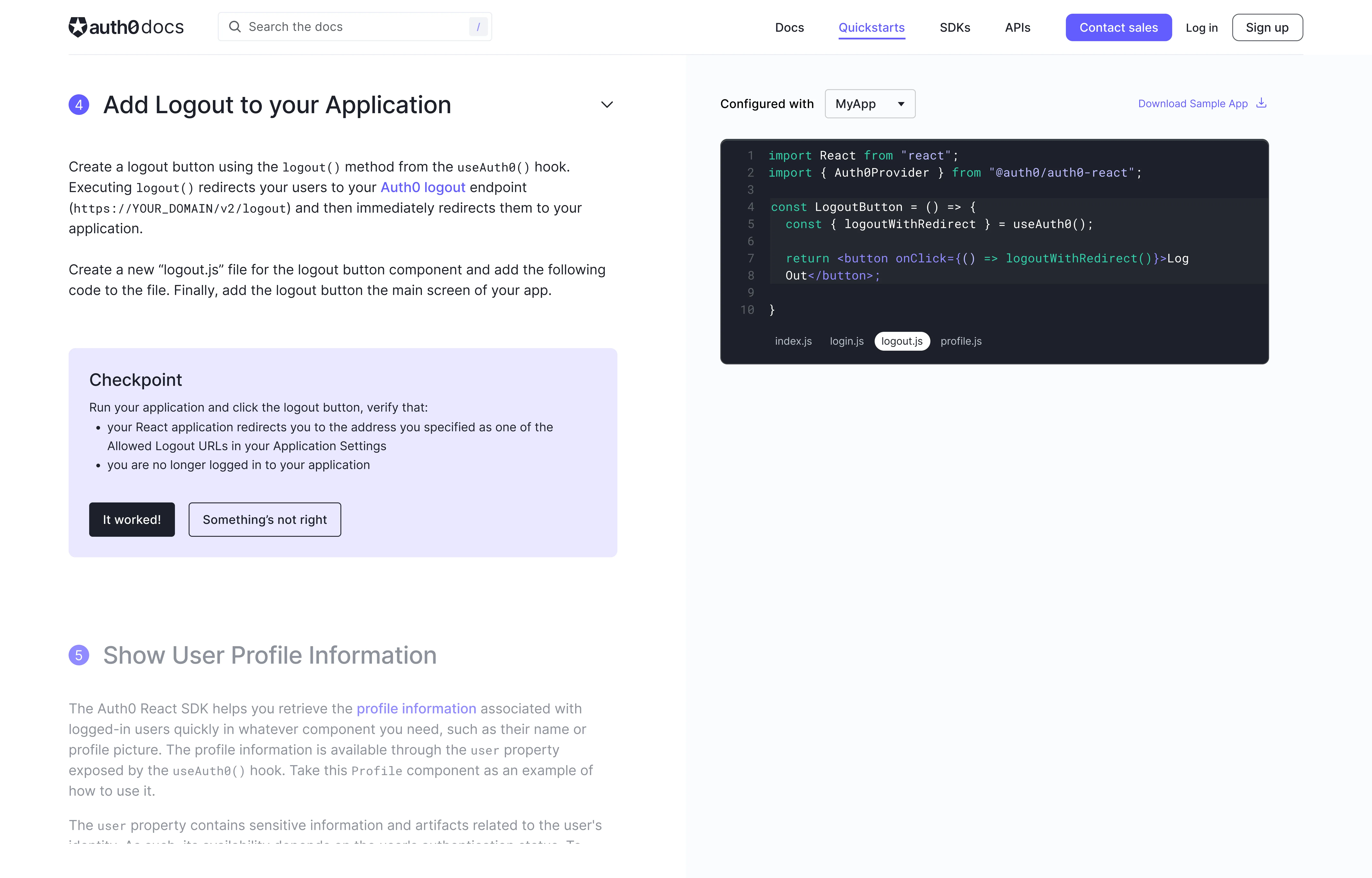 a screenshot of the new quickstart design