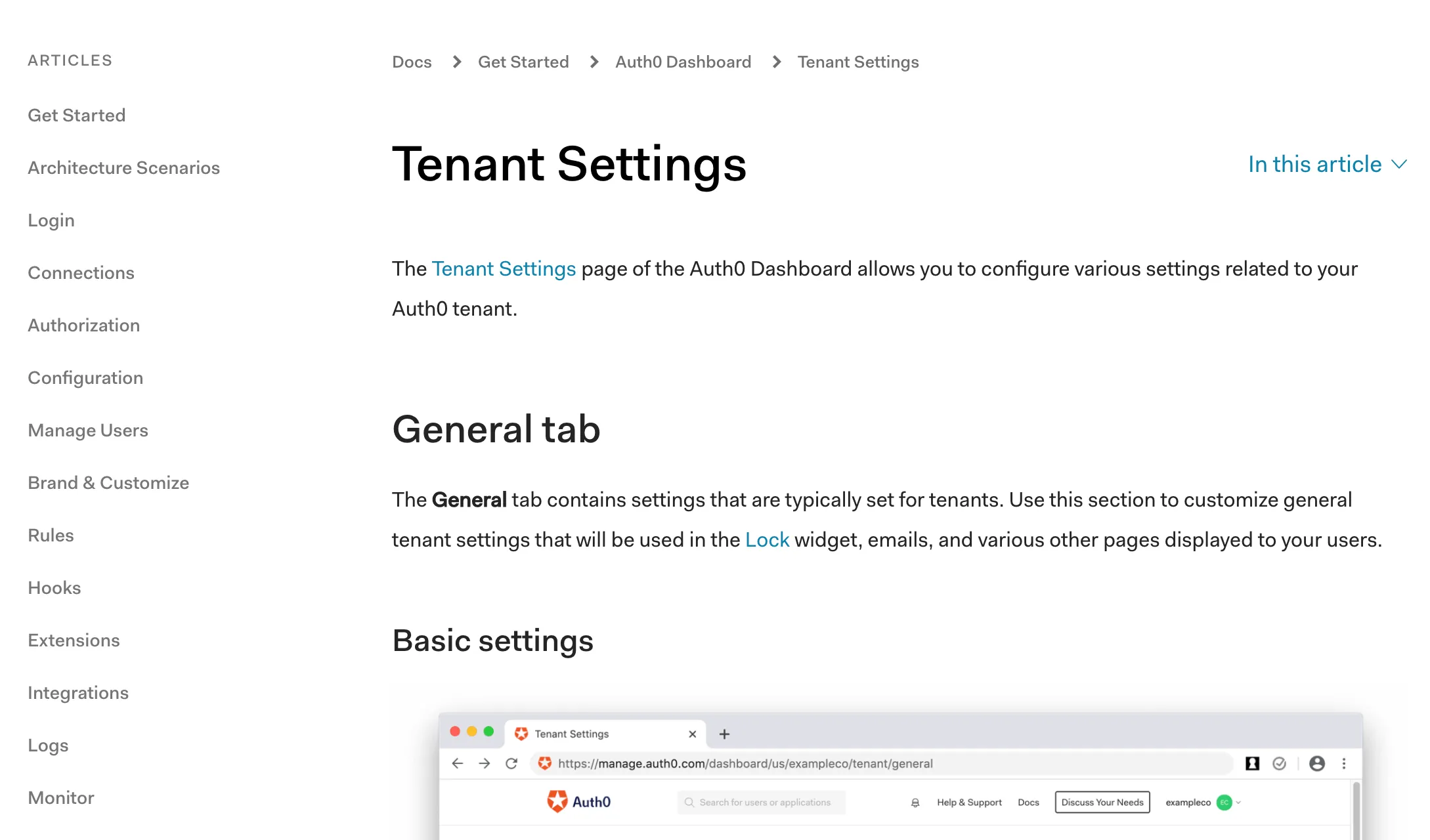 a screenshot of the auth0 docs
